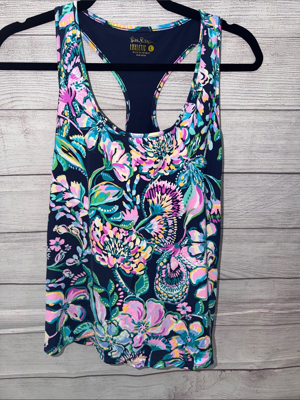 Lilly Pulitzer Navy Multi Floral Racerback Swim Tank